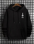 Mens Gothic Hoodie Satanic Symbol Print Street Fashion Warm Pullover Autumn Winter Male Home Outdoor Comfort Casual Sweatshirt