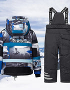 Children's Skisuits Boys Girls Winter Windproof Waterproof Warm Fleece Hooded Jacket Pants Skiing Suits Snowboarding Sports Wear