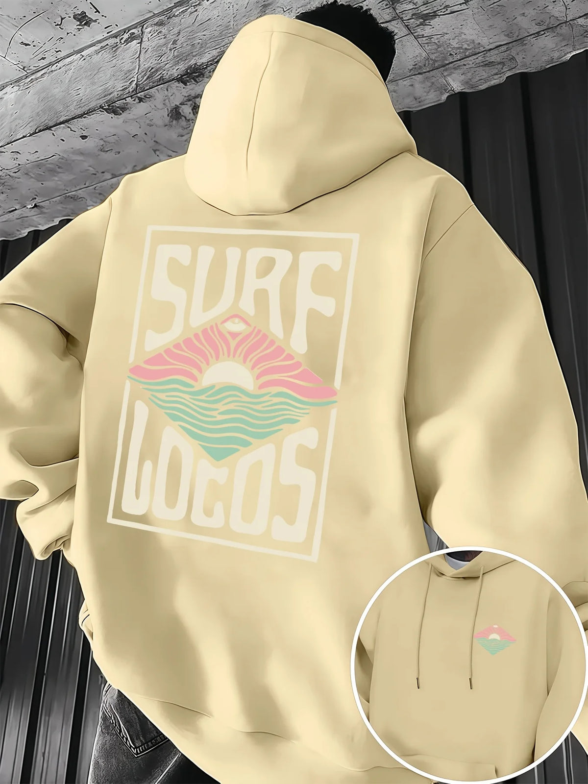Men's new trendy hoodie, casual daily drawstring hooded sweatshirt with prints, front kangaroo pocket, men's top.