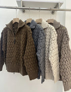 High-Quality Fall/Winter 2026 Casual Wool-Mesh Jacket Featuring Sequin And Tulle Paneling And A Double-Ended Beaded Chain Zipper