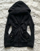 Zipper Hoodie Printed Jacket Casual Sports Long Sleeved Street Style Spicy Girl Sweet Girl Fashionable Retro Y2K
