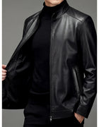 100% sheepskin genuine leather men's stylish and fashionable leather jacket, high-end quality fashion outerwear, new style men's