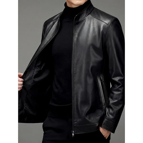 100% sheepskin genuine leather men's stylish and fashionable leather jacket, high-end quality fashion outerwear, new style men's