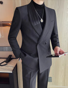 Luxury Gentleman's Suit Jacket Men's Business Casual Slim Fit Double Breasted Suit Jacket Wedding Groom Banquet Party Blazers