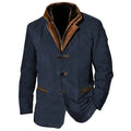 2025 Men's Spring and Autumn Fashion Retro Jacket, New European and American Style Lapel Workwear Patchwork Contrast Color Coat