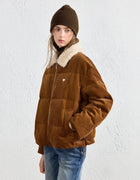 TOYOUTH Women Down Jacket 2026 Winter New Corduroy Sherpa Collar Maillard 90% Down Warm Puffer Coat