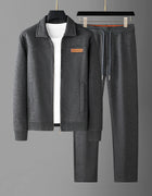 JSBD Winter Italian Old Money Style Warm Fleece Thick Wool Tweed Two-Piece Men's Lapel Cardigan Casual Sportswear Set