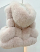 Fox Fur Sleeveless Vest Women Warm Winter Coat Plush Jackets For Women Neck Hat Coats Waistcoat Women's Vest Teddy Coat