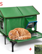 Outdoor Waterproof Cat House Beds Winter Heating Pad Luxury Cat Hiding House Heated Height Increasing Cats Bed Nest Pet Supplies