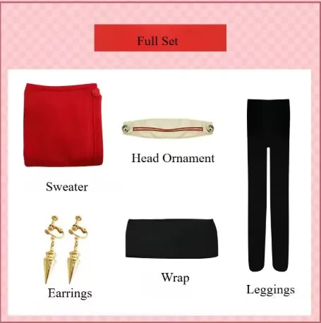 Yor Forger Costume Anime SPY Cosplay Red Knitted Sweater Wig Full Set New Year Role Play Outfit Women Spring Season Party