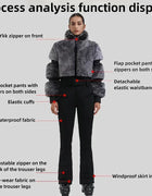 Winter New Female Skiing Jumpsuit Snowfield Waterproof Adult Ski Clothes Warm Thick Snow Tracksuit Women Slim Outdoor Sport Suit