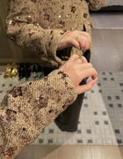 Women French Style Sequined Fragrant Short Jacket Temperament Light New Tweed Fashion Versatile Spring Autumn Jacket Top