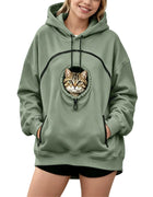 Oversized Hoodie with Pet Pouch Women's Zipper Kangaroo Pocket Sweatshirts for Small Cat & Dog Pet Lover Hoody Hooded Pullover