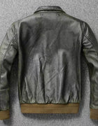 Top Layer Cowhide Leather Jacket A2 Air Force Flight Suit Men's Retro Old Leather Jacket Slim Fit Short Lapel Jacket