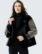 Sheepskin Coat For Women Winter Merino Fur Real Sheep Fur Jacket With Real Mink Fur Sleeve Motorcyle Female Winter Clothings
