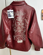 ER/D 25ss custom-dyed lambskin embroidered short wide leather jacket