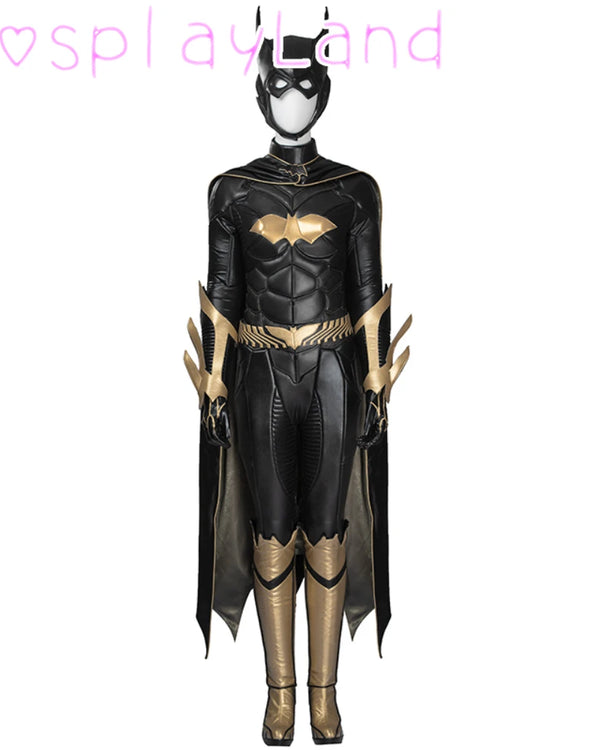 Arkham Knight Barbara Gordon Cosplay Costume Battle Bat Suit With Cape Mask Black Jumpsuit Halloween Carnival Women Outfit