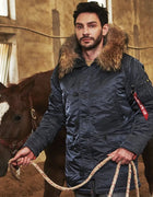 MGP Men's winter standard jacket classic n-3b parka for extreme cold weather waterproof removable faux fur around Hood