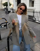 Effortless Loose Blazer Fringe Designers Vintage Fashion Loose Ladies Outerwear Casual Laid‑back Women Autumn Street Outfit