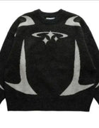 Autumn Winter Men Print Sweaters Vintage Loose Sweaters Long Sleeve Round casual Harajuku Pullovers Knitwear white Streetwear