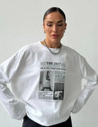 French Street Fashion Pure Cotton Long Sleeve Shirts Retro Letter Graphic Thin Sweatshirts Women Elegant Lady Tops Trendy Autumn