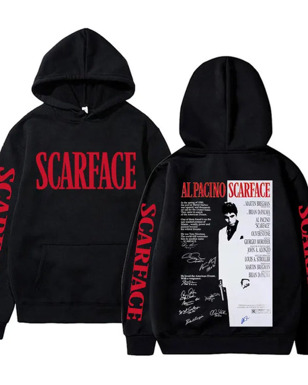 90s Classic Gangsters Movie Scarface Merch Hoodie Vintage Tony Montana Al Pacino Sweatshirt Men Women Casual Oversized Tracksuit