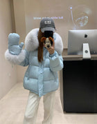 2026 Winter New Women's Down Jacket Warm Hooded Fox Fur Collar Jacket