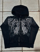 Harajuku Black Hoodie Fashion Street Gothic Skull Oversize Zipper Hoodie Men Women Hip Hop Casual Sweatshirt Personality Hoodie