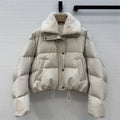 Women's down jacket 2026 Winter New Lamb Fleece Collar Splicing Warm Thick Coat 90 white duck down filling puffer jacket parka
