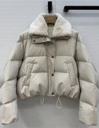 Women's down jacket 2026 Winter New Lamb Fleece Collar Splicing Warm Thick Coat 90 white duck down filling puffer jacket parka