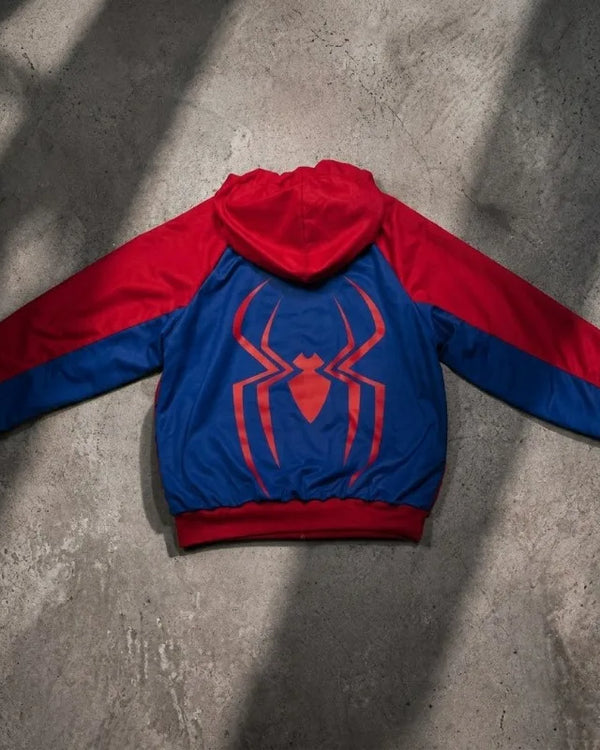 Unisex Fashion Cosplay Hooded Jacket Red Blue Colorblock Spider Pattern Hoodie Casual Y2K Streetwear Long Sleeve Sweatshirt Top