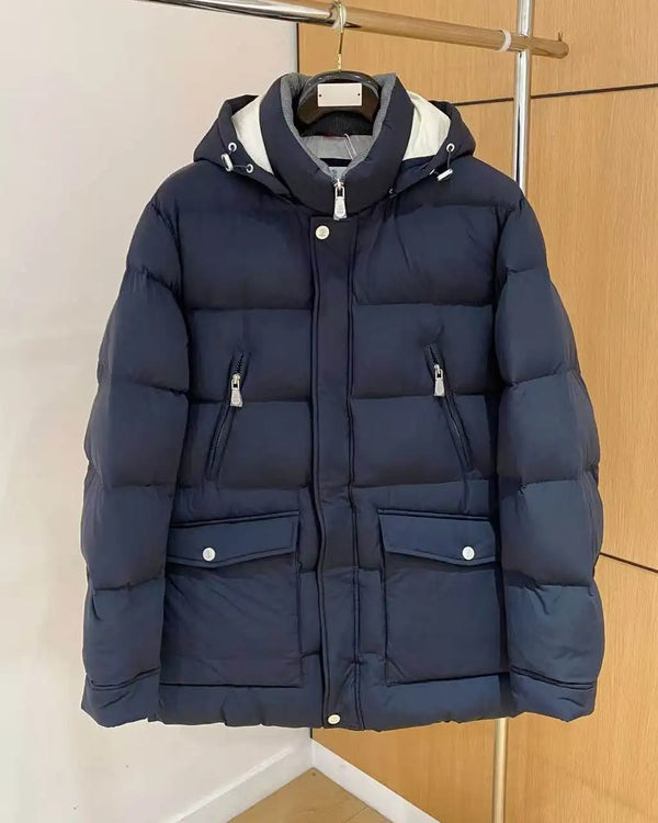 Italy BC old money style men's hooded down jacket business casual warm windproof jacket