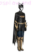 Arkham Knight Barbara Gordon Cosplay Costume Battle Bat Suit With Cape Mask Black Jumpsuit Halloween Carnival Women Outfit