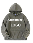 Customized Hoodie High Quality Street Retro Washed Mens Hooded Sweatshirt DIY Your Brand Design Personalized Team Clothing