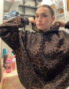 Vintage Chic Leopard Print Hoodie Casual Long Sleeve Loose Pullover Hooded Sweatshirts Lady Trendy Fashion High Street Outfit