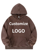 Customized Hoodie High Quality Street Retro Washed Mens Hooded Sweatshirt DIY Your Brand Design Personalized Team Clothing