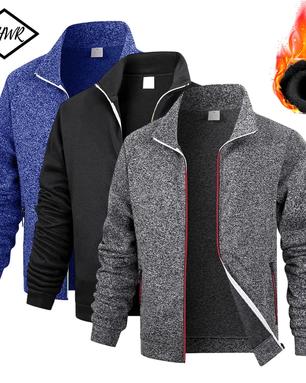 Men's Fleece Zip Jacket Warm Sports  Cardigan Outdoor Daily Basic Turtleneck Hoodies Autumn Winter Casual Jackets Sweatshirts