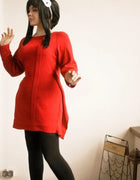 Yor Forger Costume Anime SPY Cosplay Red Knitted Sweater Wig Full Set New Year Role Play Outfit Women Spring Season Party