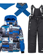 Children's Skisuits Boys Girls Winter Windproof Waterproof Warm Fleece Hooded Jacket Pants Skiing Suits Snowboarding Sports Wear
