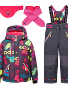 Children's Skisuits Boys Girls Winter Windproof Waterproof Warm Fleece Hooded Jacket Pants Skiing Suits Snowboarding Sports Wear