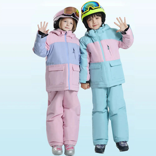Boys Girls Ski Suit,Winter Outdoor Snowboarding Jacket Pants,Children's Skiing Wear,Waterproof Windproof Warm Kids Snow Clothes
