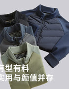 Men's Lightweight Down Jacket Long Sleeve Nylon Spandex Thermal Padded Outdoor Sports Casual Packable Liner Winter Coat