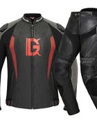 Men's 4 Seasons CE-Certified Waterproof PU Leather Motorcycle Jacket with Armor Protector Matching Riding Pants All-Weather Gear