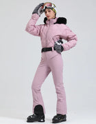 Gsou Snow Winter Women's Warm Down Snowsuit Outdoor Skiing Warm Waterproof Windproof Snowboard One-piece Suit Fashion Ski Suit