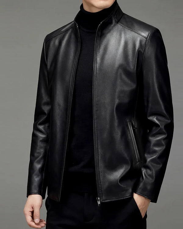 100% sheepskin genuine leather men's stylish and fashionable leather jacket, high-end quality fashion outerwear, new style men's