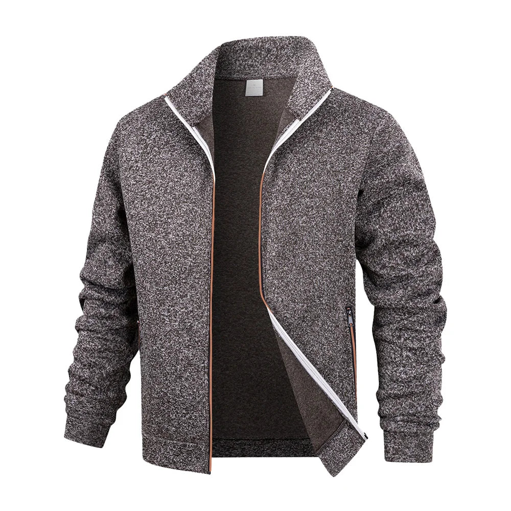 Men's Fleece Zip Jacket Warm Sports  Cardigan Outdoor Daily Basic Turtleneck Hoodies Autumn Winter Casual Jackets Sweatshirts