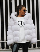 Luxury Real Fox Fur Coat Women Winter Thick Warm Hooded Fox FurJacket Short Bubble Real Fur Coats Outerwear  Genuine Fur