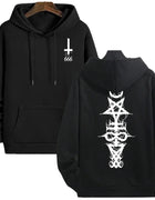 Mens Gothic Hoodie Satanic Symbol Print Street Fashion Warm Pullover Autumn Winter Male Home Outdoor Comfort Casual Sweatshirt