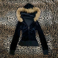 2026 Fall Winter Gothic Y2K Women's Hoodie Sexy Slim Casual Chic Fur Collar Cardigan Sweatshirt Grunge Harajuku Gyaru Streetwear