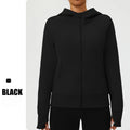 Spring Fleece Lining Sweatshirts Jacket Womens French Long Hoodies Full Zip Up Jacket Casual Streetwear Outdoor Coats